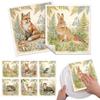 6PCS Cleaning Dishcloths Reusable Kitchen Dish Towels Fox Rabbit Deer Pattern Dishcloth Absorbent Lint Free Cloth Washable Duster Rags Tea Towels