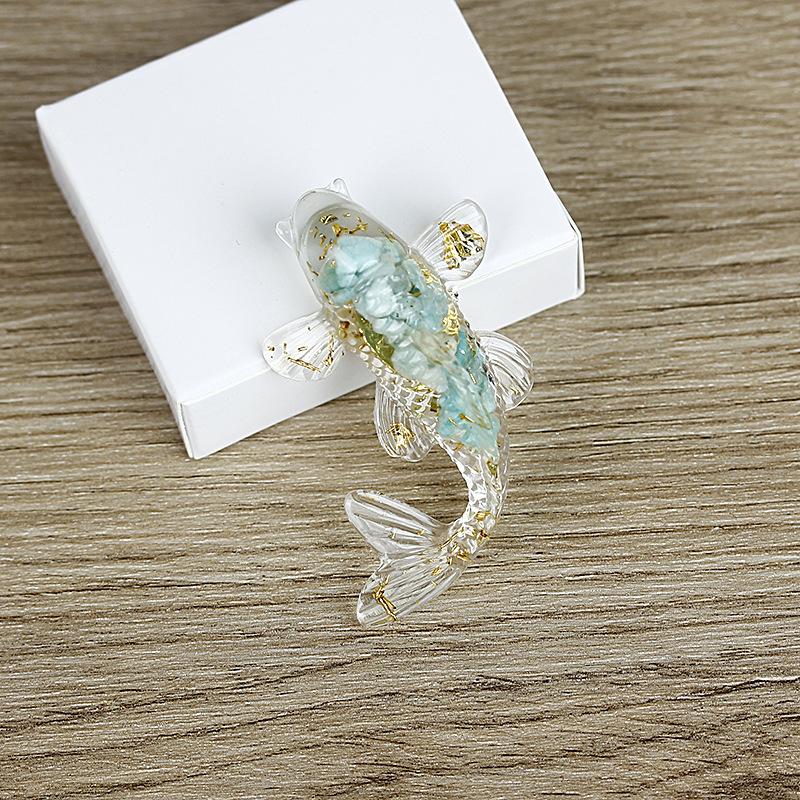 Fish Statue Natural Stone Healing Crystal Carved Animal Figurine Room Decor Reiki Mineral Gemstone Aquarium Decoration Gift