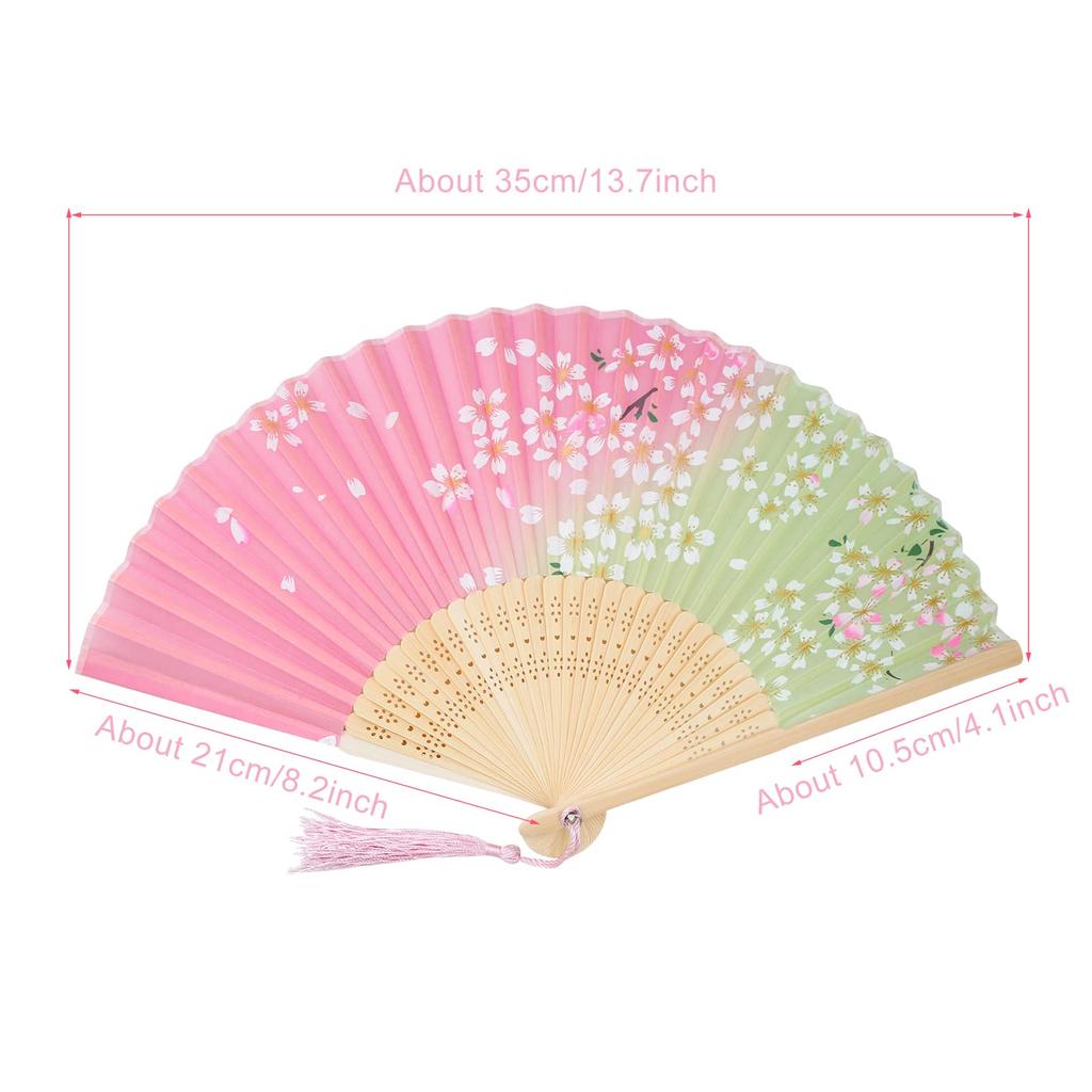 [boshiho] Stylish Japanese-style bamboo fan for men and women, made of silk, featuring beautiful floral, butterfly, and cherry blossom patterns.