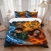 3pcs Demon Slayer Four Elements Printed Bedding Set, Soft and Comfortable Quilt Cover for Bedroom, Guest Room .H023