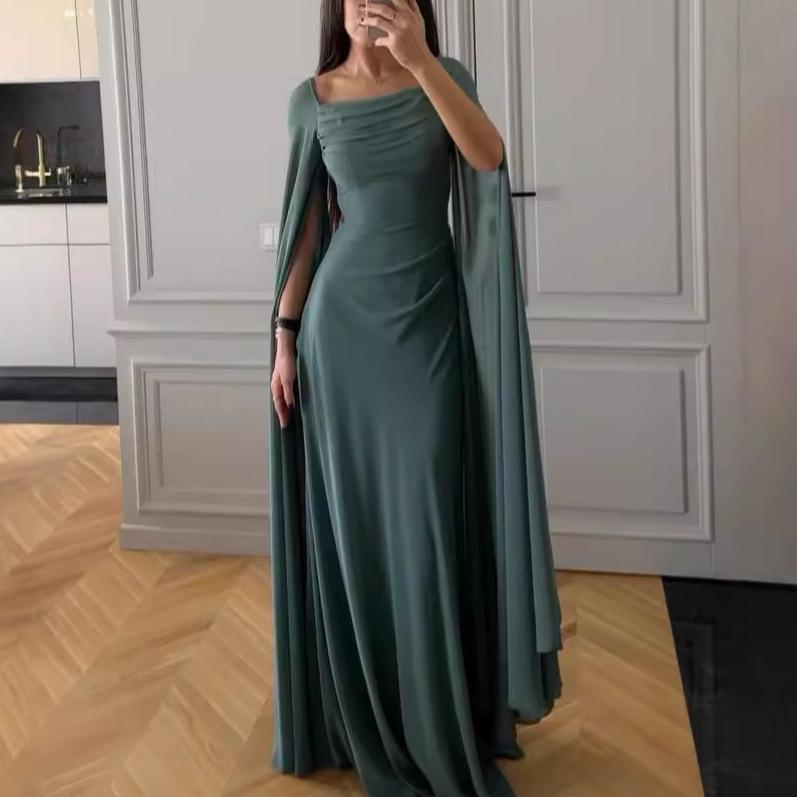 Europäisches & Amerikanisches Sexy U-Ausschnitt Langarm Netz Slim-Fit Kleid