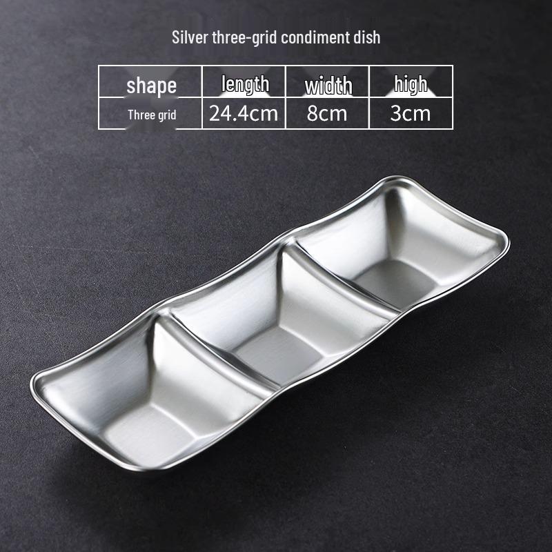 304 Stainless Steel Korean Hot Pot and Barbecue Dipping Dish - Gold, Two or Three Compartments