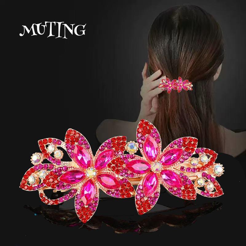 High-End Rhinestone Alloy Hair Clips: Versatile Large Spring Clips for Women's Hair