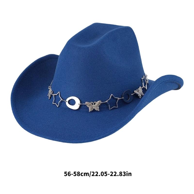 Fashion Star Butterfly Chain Cowboy Cap For Women Men Western Hat Fashion Accessory for Music Festival Theme Party