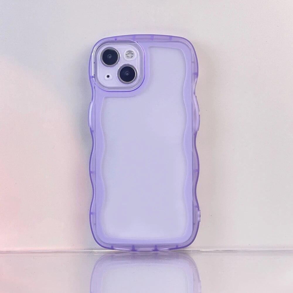Urocze Falowane Kręcone Przezroczyste Etui na Telefon Dla iPhone 11 Etui iPhone 15 Pro 14 13 12 Pro Max XS Max X XR 7 8 Plus SE Miękka Odporna na Wstrząsy Pokrowiec