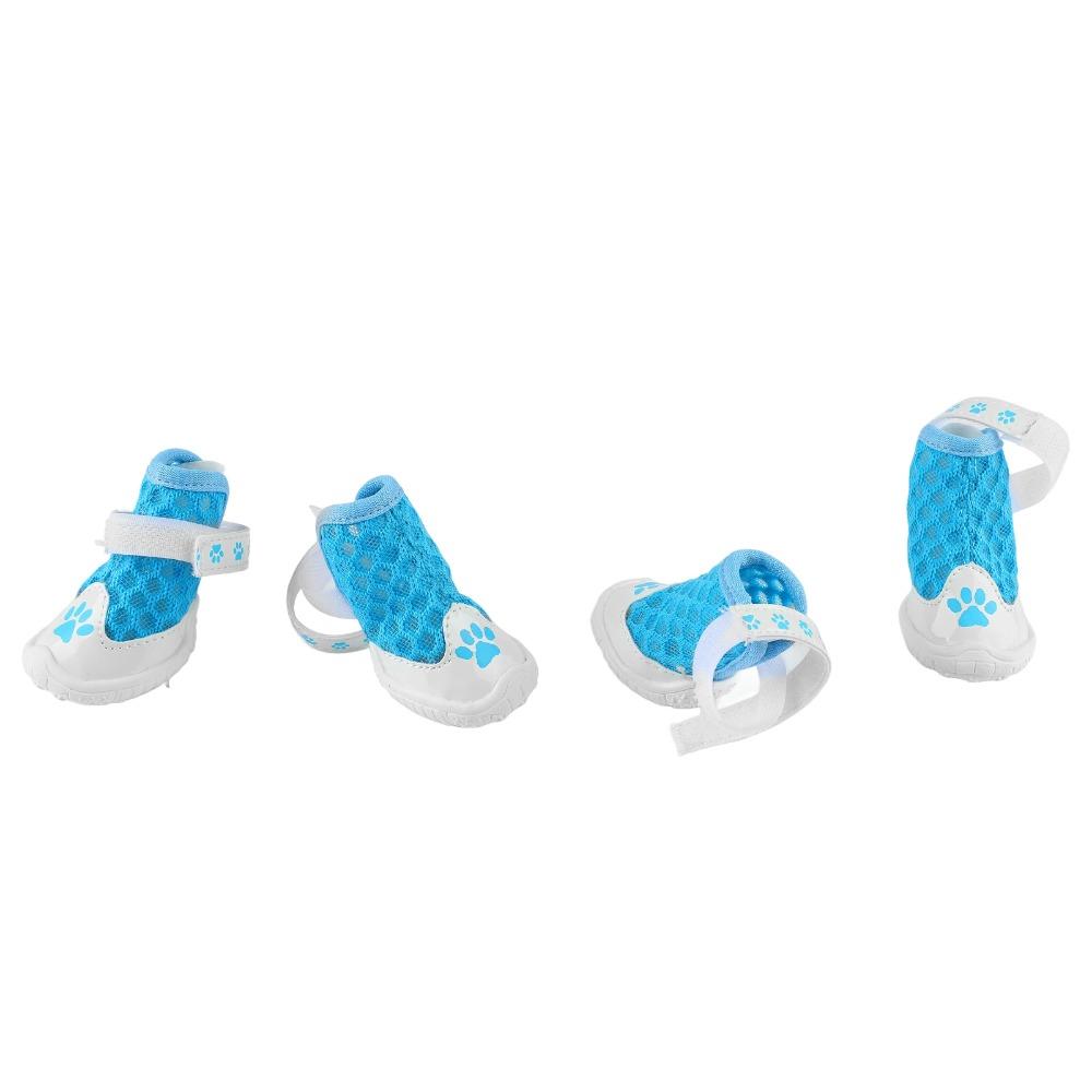 4pcs Skid Tough Sole Breathable Pet Shoes Summer Puppy Footwear  Summer Outside Travel