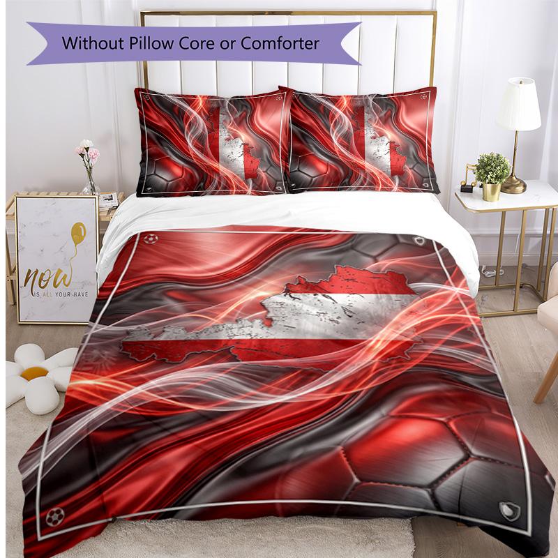 Austria Football Printed Bedding 3 Piece Set Cozy Breathable Bed Cover Set as Housewarming Holiday Gift