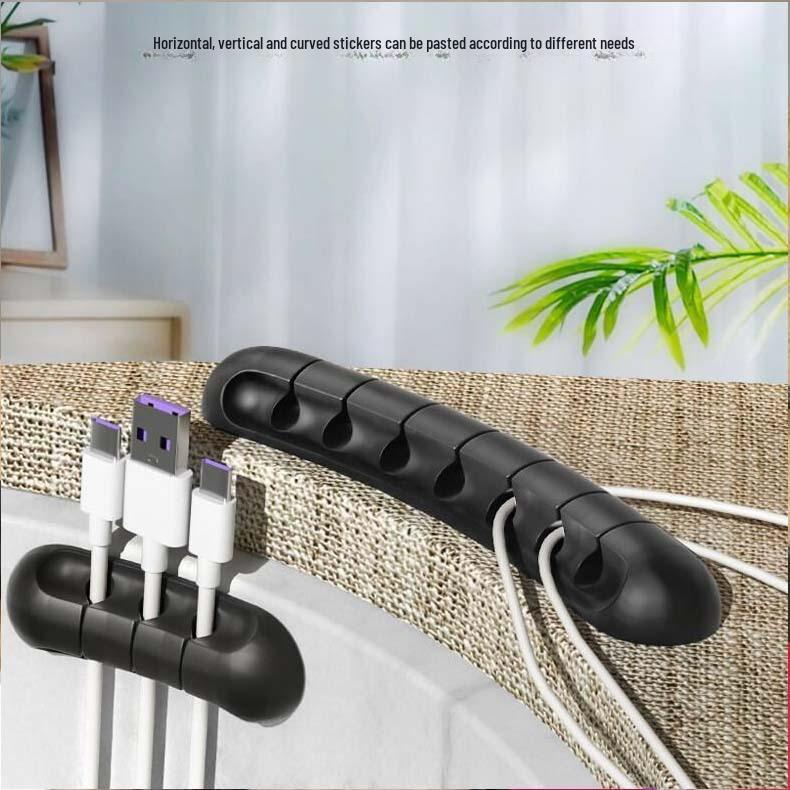 Silicone Self-Adhesive Cable Organizer for Power Cords, Mouse, Earphones, and Mobile Devices