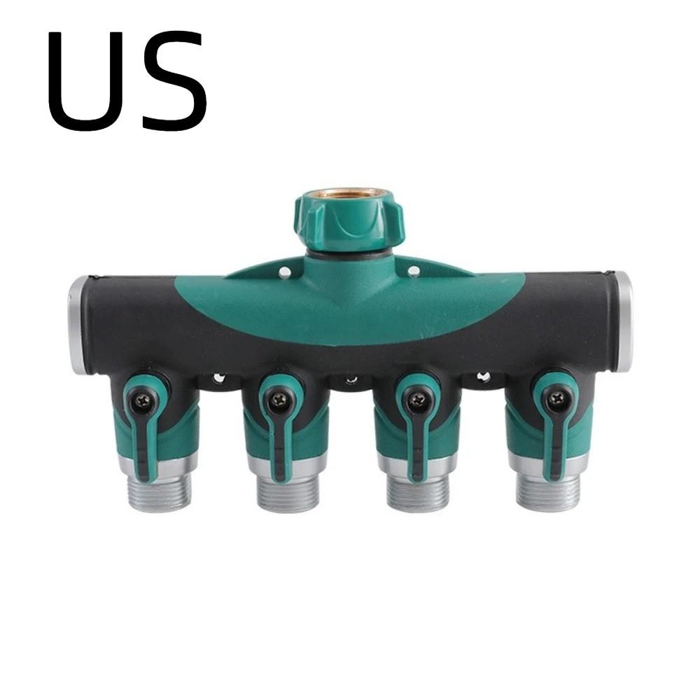 Adjustable 4 Way Hose Connector Splitter 3/4 Inch Garden Irrigation Splitters Fit Standard US & EU US