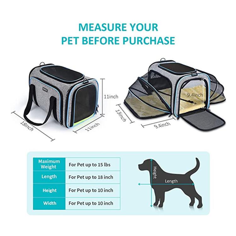 Airline Approved Reflective Soft Sided Mesh Pet Dog Carrier Breathable Foldable Travel Bag Outdoor Backpack
