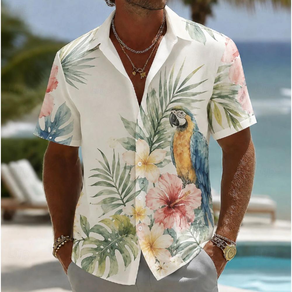 Men's Floral 3D Print Shirt Button Up Shirt Casual Shirt Summer Shirt Short Sleeve Daily Vacation Clothing