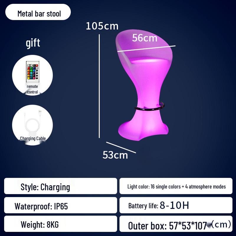 LED Luminous Clear Cocktail Table, High Bar Design for Couples and Outdoor Use