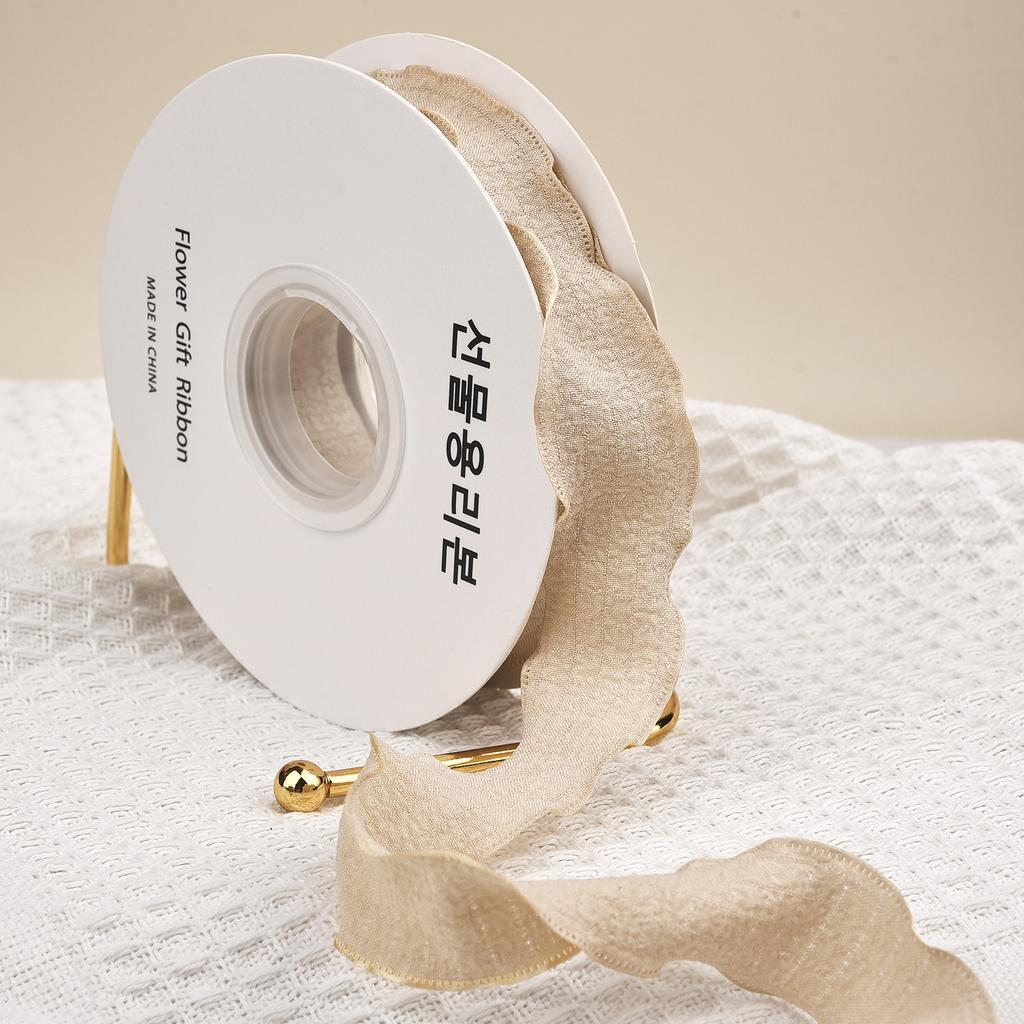 10 Jardów Wstążki z przędzy ogona rybiego Falowany brzeg Plisowana wstążka szyfonowa Materiał do pakowania prezentów Dekoracja DIY kwiatów na ślub, urodziny