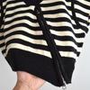 Fall New Arrival Contrast Color Stripes V Neck Oblique Open Double-Headed Zipper Vest Sweater Women's Clothing Fashion Versatile Top