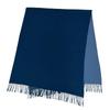 Excellent HERMES Shawl Large Scarf with Embroidered Logo Blue Cashmere Used