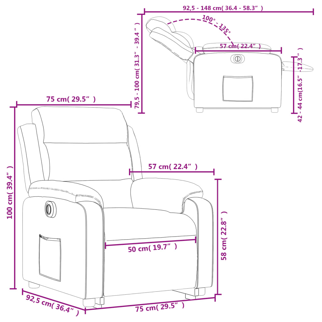 Recliner Chair with Lift Assistance Electric Cream Artificial Leather