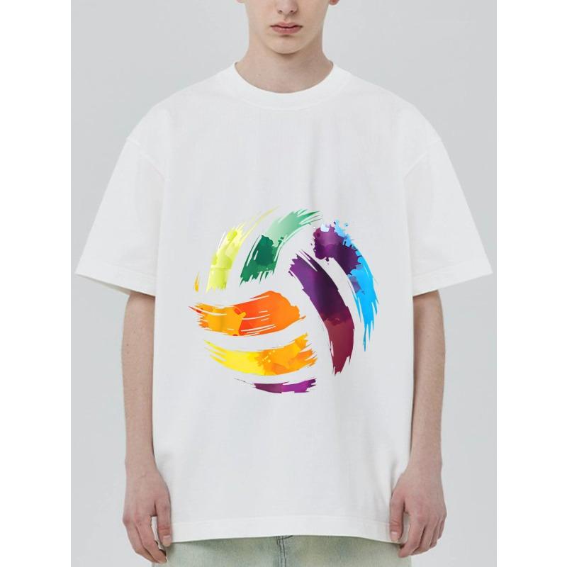 Svart T-shirt med färgglatt volleybolltryck för vardagsbruk