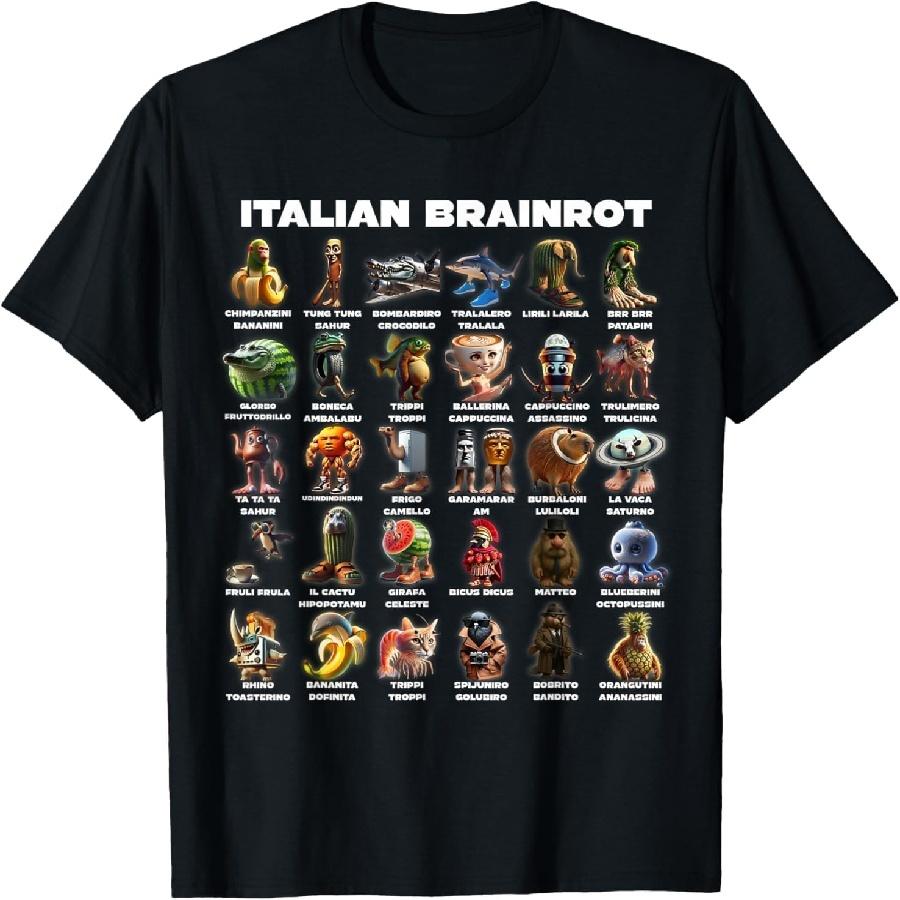 CHILYB Смешной итальянский brainrot - Футболка с мемом Italian Brainrot XXXXXL