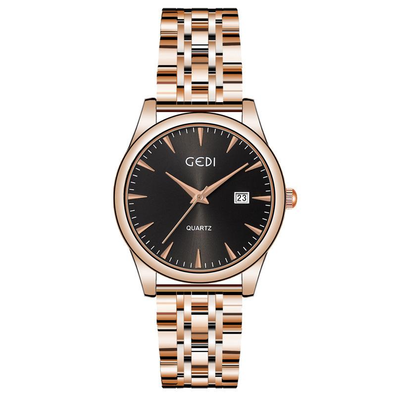 Couple Classic Steel Belt Watch Simple High-End Calendar Waterproof Quartz Watch High-Value Watch