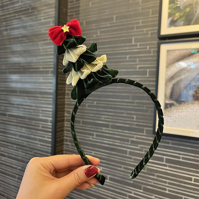 2025 Weihnachtsbaum Samt Schleife Stirnband & Haarspangen Set für Kinder