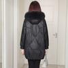 Pu Leather Down Cotton Clothes Women's Winter New Hooded Casual Version Stone Pattern Imitation Sheepskin Jacket Medium and Long
