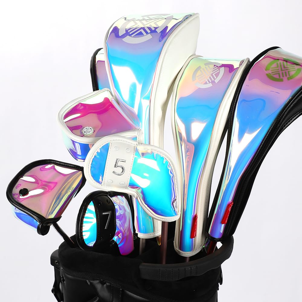 TECH SKIN Hologram Mallet Putter Cover Stylish Golf Head Cover Lightweight Durable Shock Absorption TPU Material (Black)