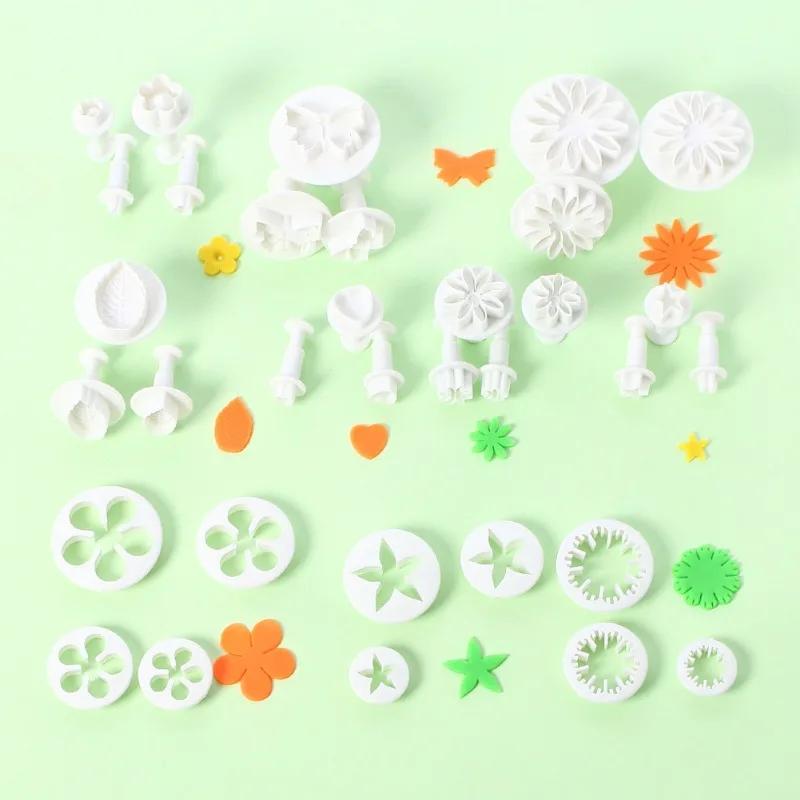 33pcs/set Plunger Cutter Fondant Cutter Cake Cookie Mold DIY 3D Decorating Tools Baking Supplies Cookie Mold
