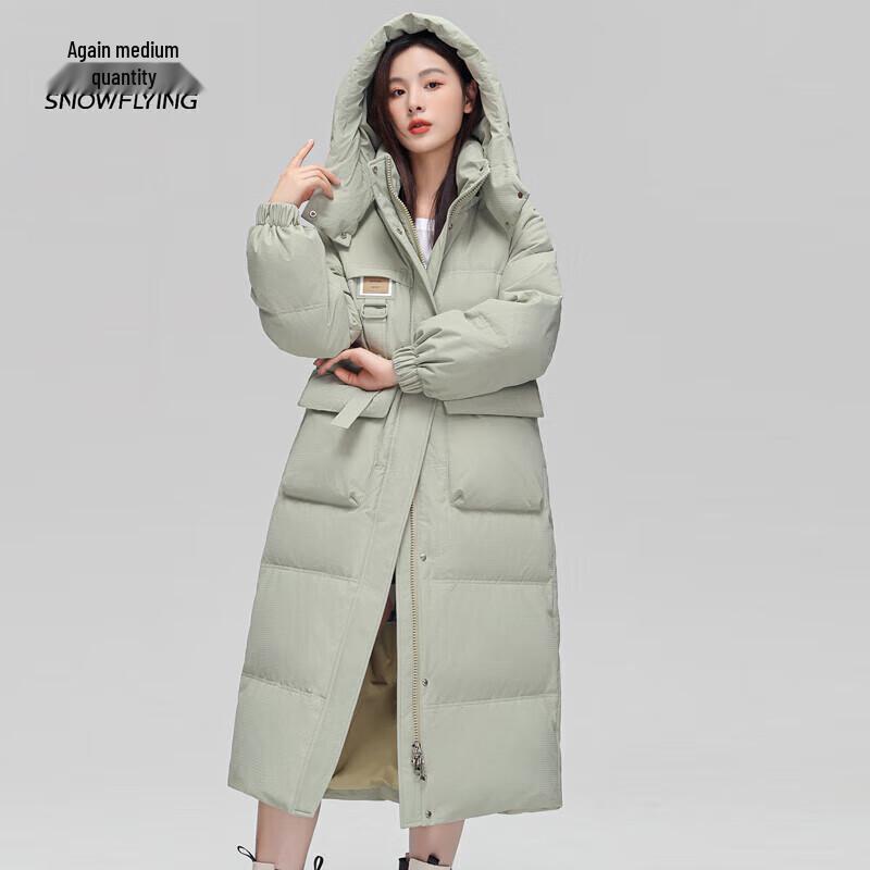 

XueZhongFei Women s Long Plaid Down Jacket with Removable Hood M