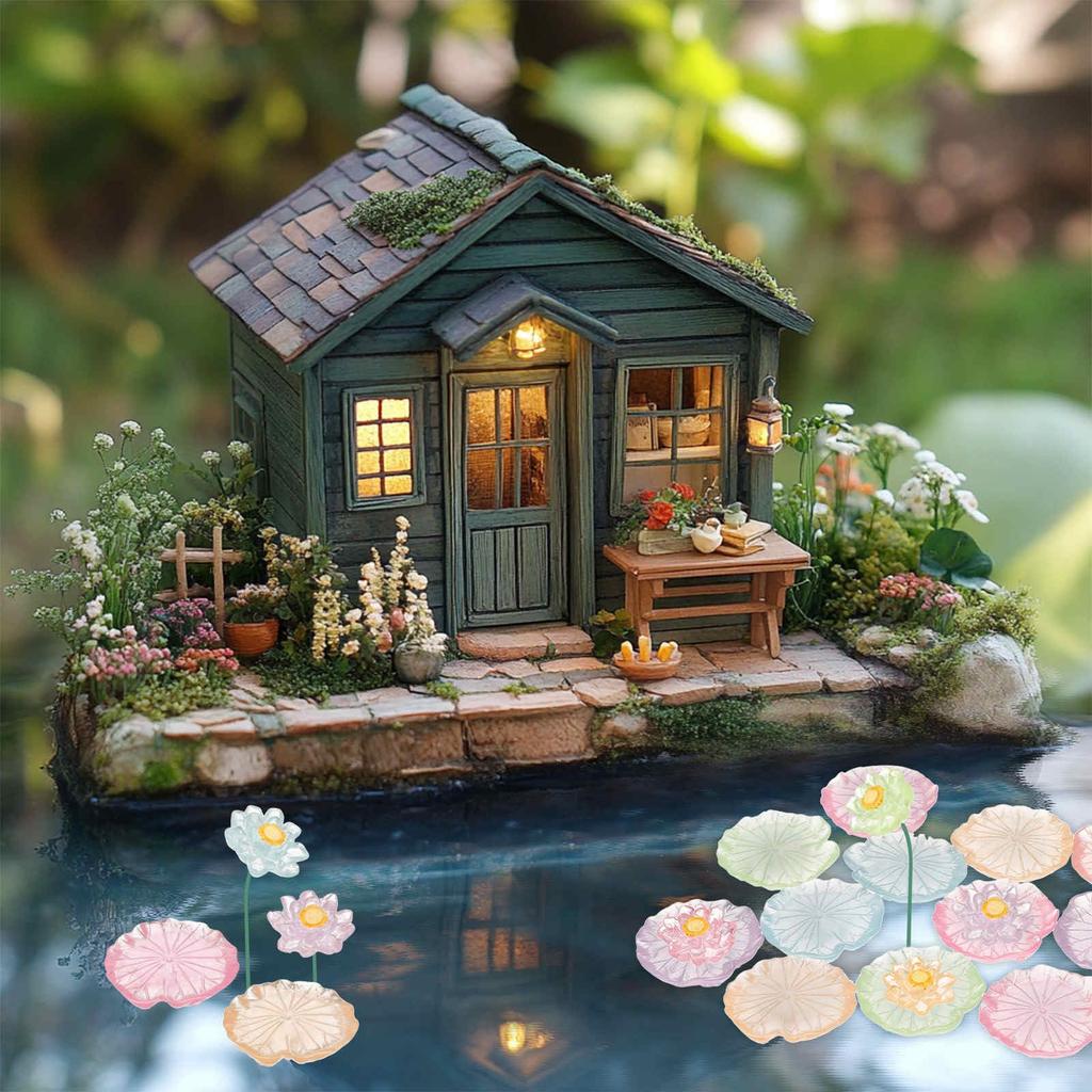 CoCud Mini Resin Flowers, 0.94 Inch Diameter, Miniature Lotus Flowers for Dollhouses, Colorful Color Scheme - (Uses: Fairy Garden, Dollhouse, Party