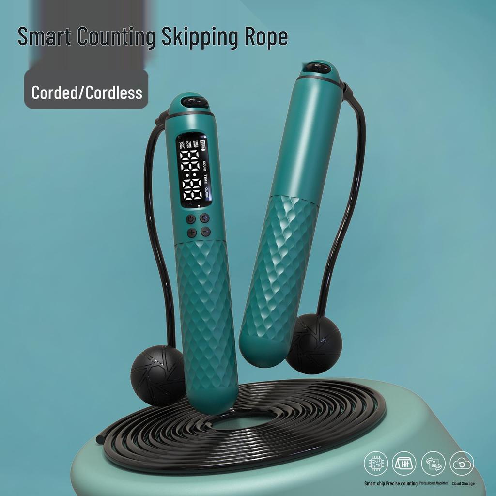 Rechargeable Smart Counting Jump Rope: Weighted, Cordless, Fitness Steel Wire, with English Display