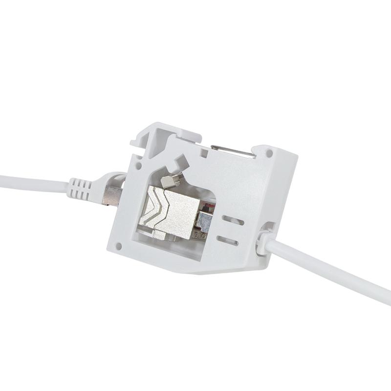 Keystone adapter for DIN rail Cat.6A, 2x RJ45 B/B connector Cat.5e, shielded