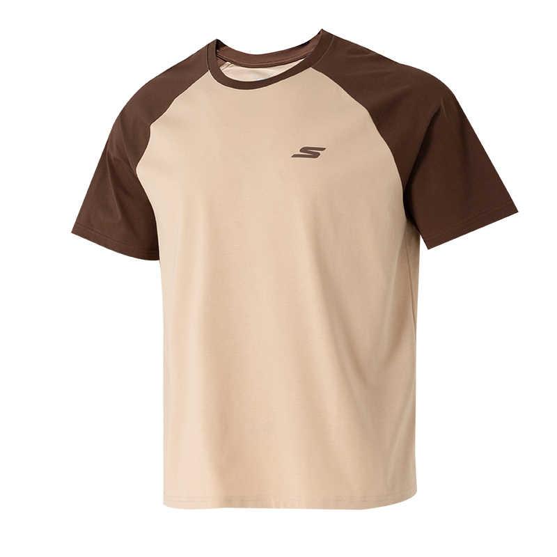 Skechers Breathable Round Neck Simple Short Sleeve T-Shirt Unisex Tops Brown P225U119-066D S