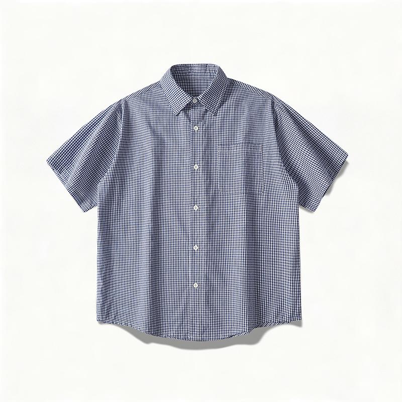 

Summer Short Sleeved Shirt Jacket Workwear Short Sleeved Men s Lapel Shirt XL темно-синього кольору