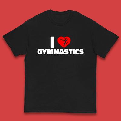 I Love Gymnastics Floor Exercises Sports Heart Gymnast Gymnastics Lover Kids T Shirt