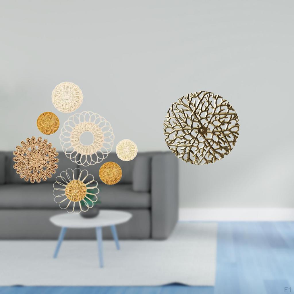 Rattan Woven Wall Art And Metal Sculpture Ornaments for Tea Room Hallway Bedroom Porch Cafe Office