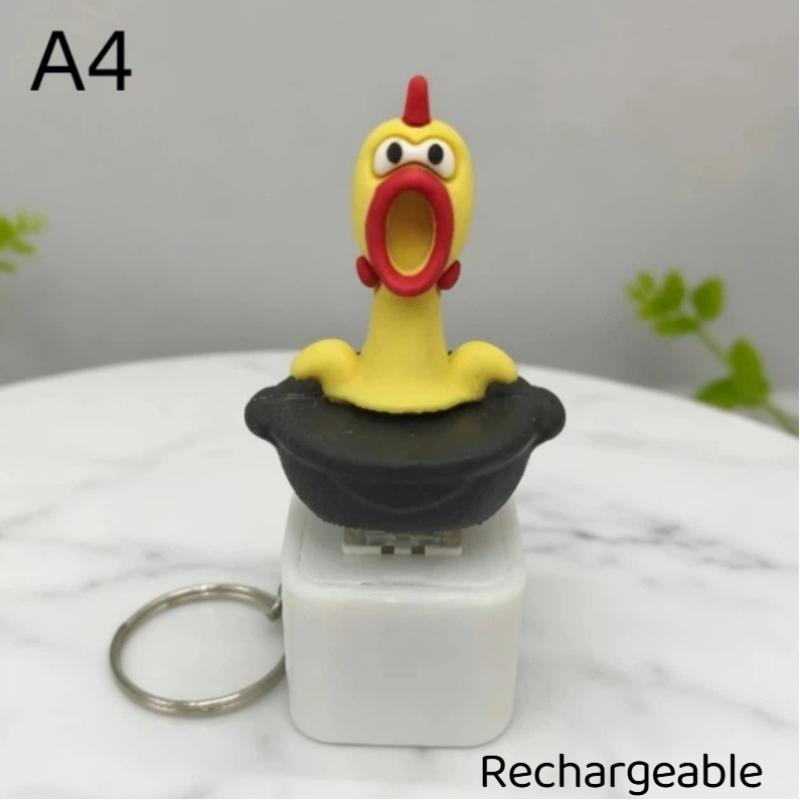 1Pcs Stress Relief Fidget Toy Funny Screaming Chicken Sound Light Keychain Cute Bag Pendant Novelty Desk Ornament