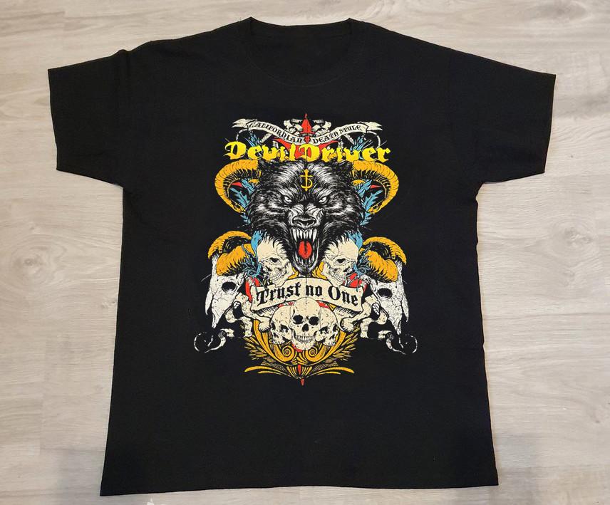 Vintage DevilDriver Trust No One Wolf Tour Band Black Unisex S5XL Tshirt Unisex T-Shirt L