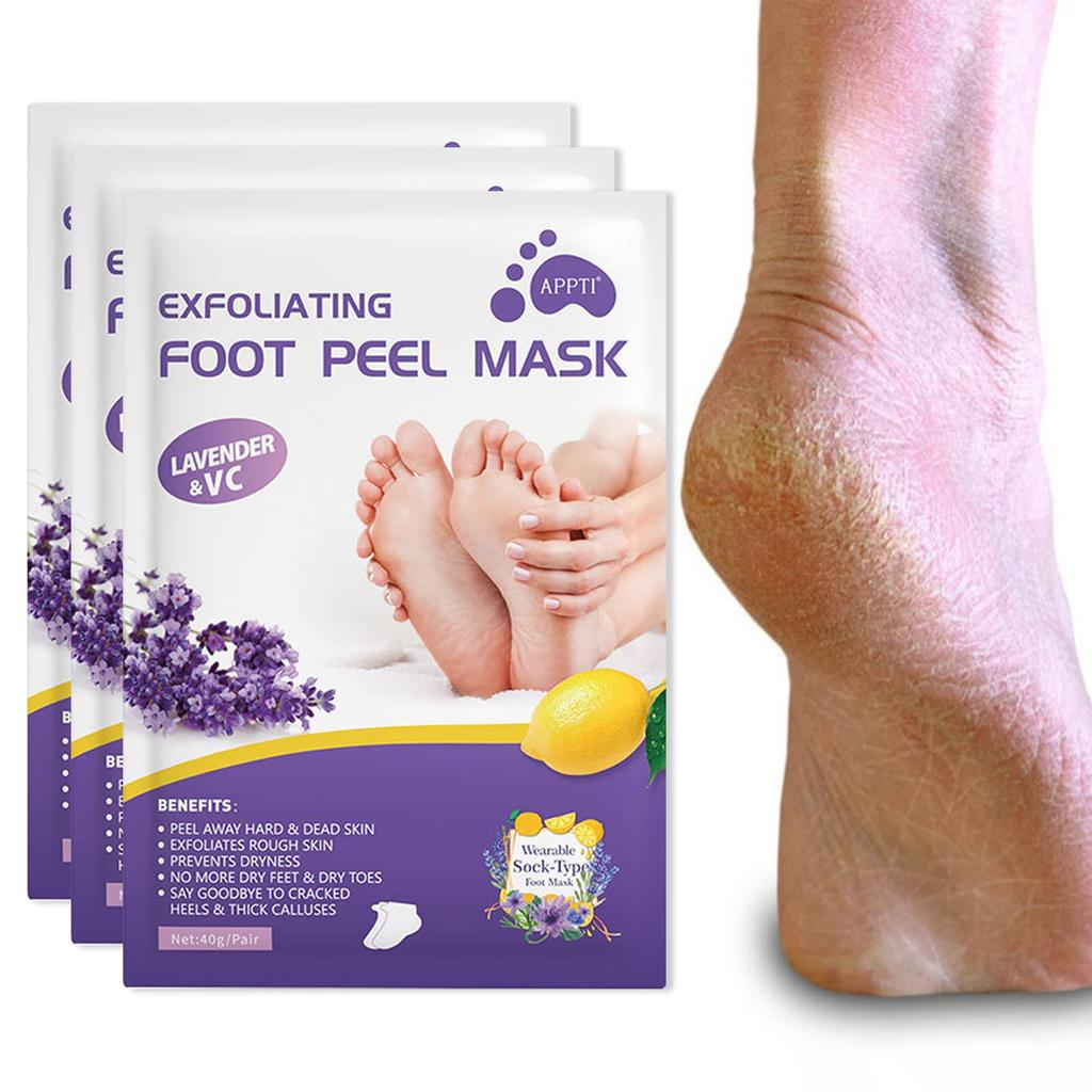 Callosités Pieds Peeling Pieds Callosités Pieds Pieds Exfoliant Élimine Peaux Mortes Pieds Plus Lisses et Plus 3 Paires Paquet, Paquet, Soin, Masque, Masque, Peau,