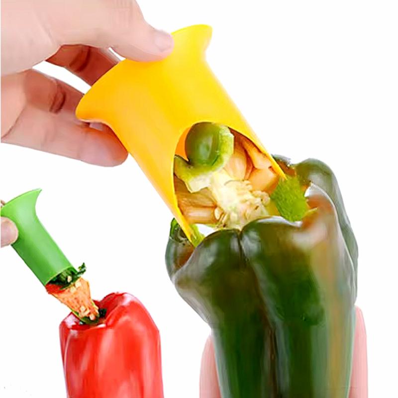 2 in 1 Pepper Chili Bell Jalapeno Corer Seed Remover Green Pepper Chilli Cutter Corer Slicer Fruit Peeler Kitchen Utensil