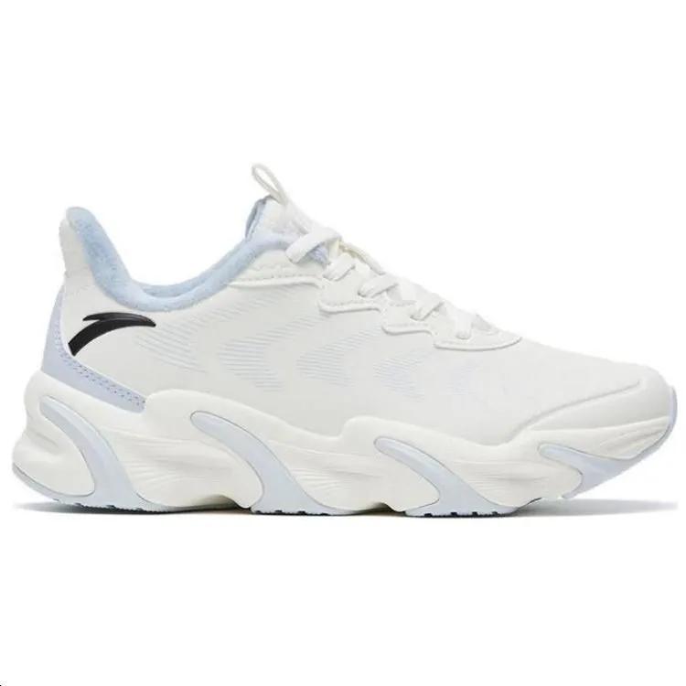 Anta Fleece Lined Comfortable Cushioning Abrasion Resistant Thermal Low top Running Shoes Women's White Blue (Unisex) Running Shoes