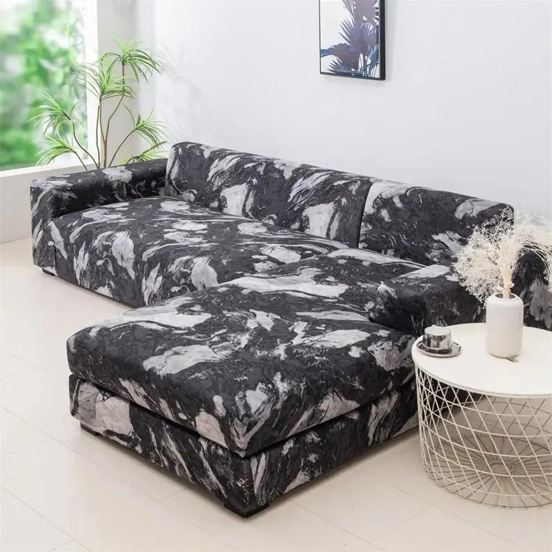 L Shaped Chaise Longue Slipcovers Chair Protector 1/2/3/4 Seat Geometric Sofa Covers for Living Room Elastic Corner Couch Cover