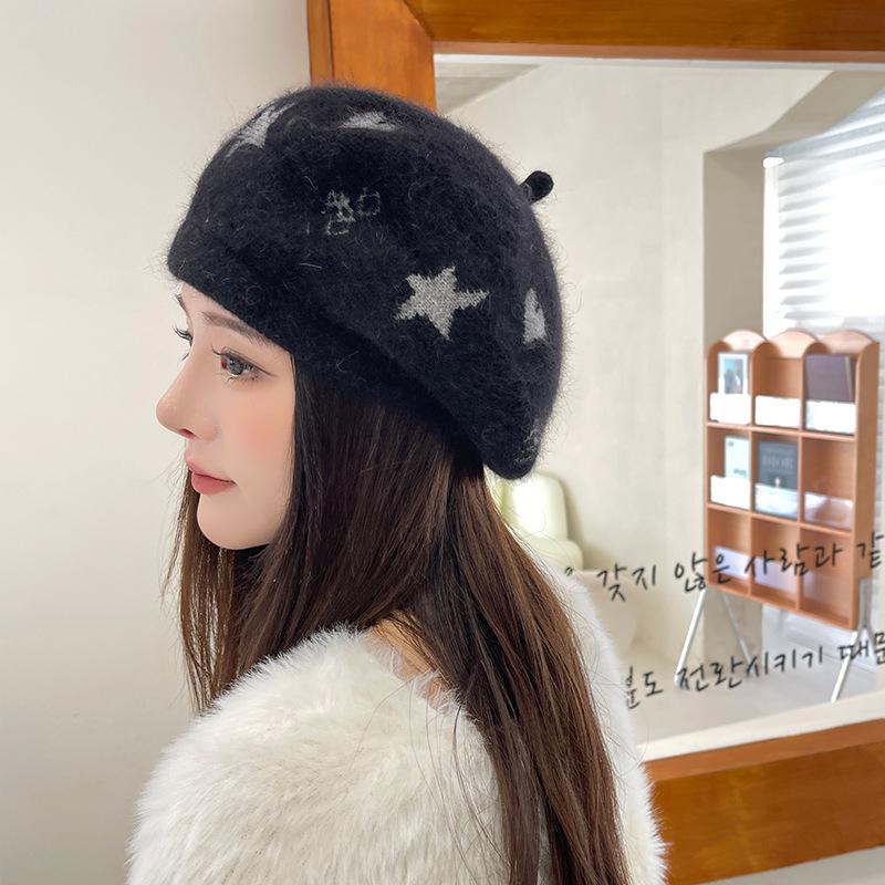 

Женская шапка-берет, осенне-зимняя, однотонная, шерстяная, теплая, толстая, мягкая, винтажная, премиум-шапка One Size чёрный