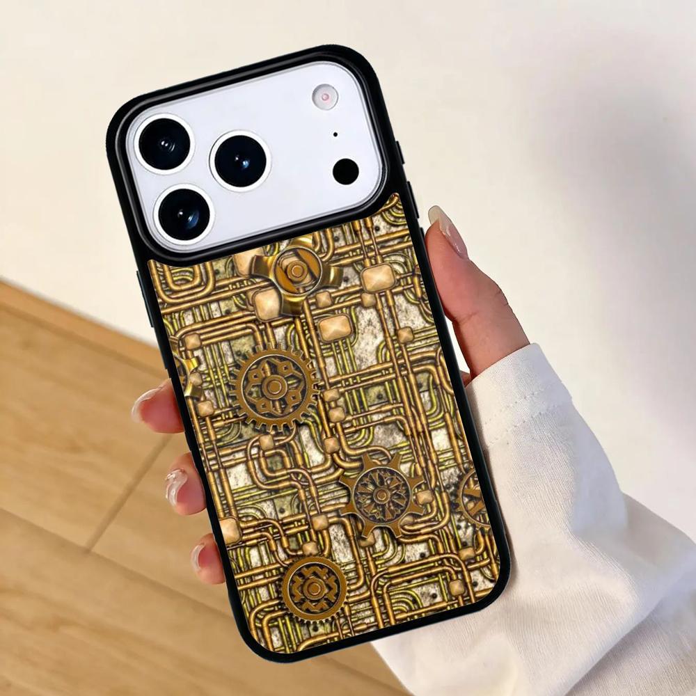 Steampunk Gears Vintage Time Machine Phone Case For Apple iPhone 17 Air 16 Pro Max 15 Pro Max 14 13 12 11 Mini Back Cover