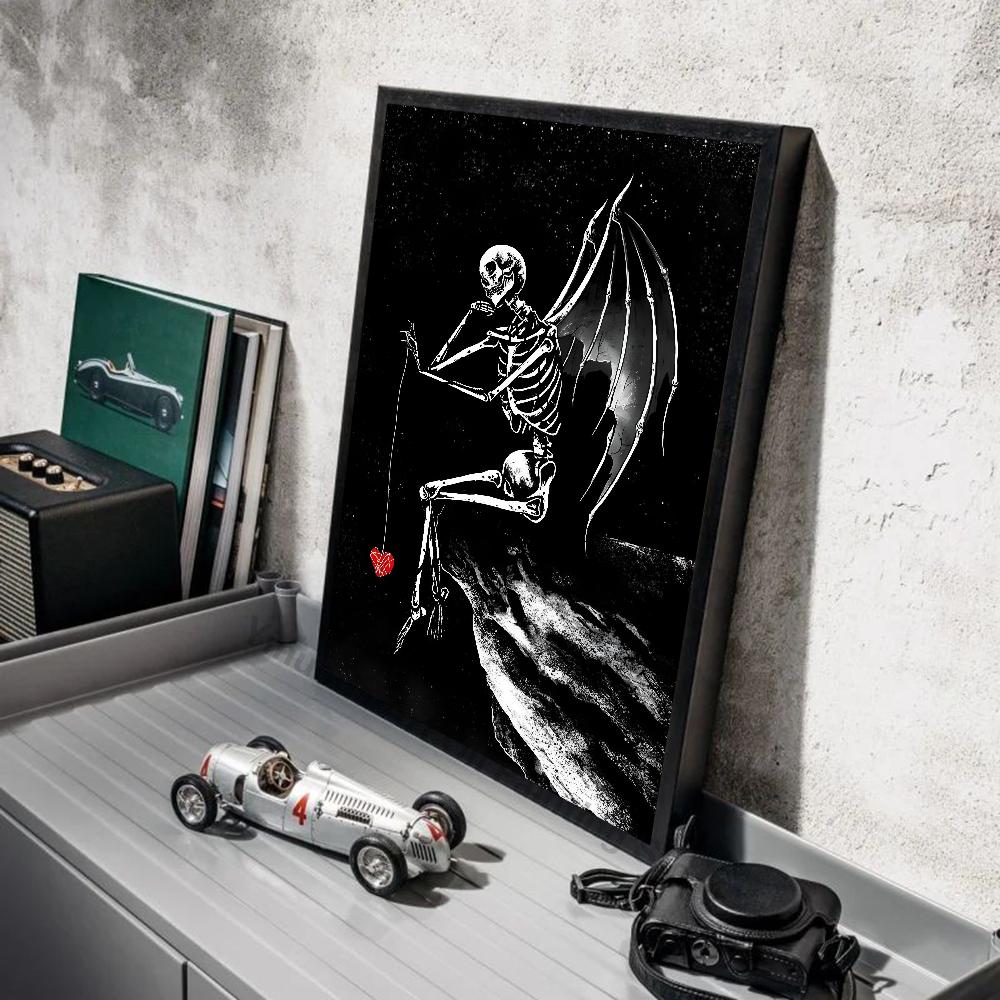 1pc Simple Skull Love Married In Love Poster Stickers Art Wall Murals Decor Game Room Decor Gifts Kawaii HD Painting Cat Cars