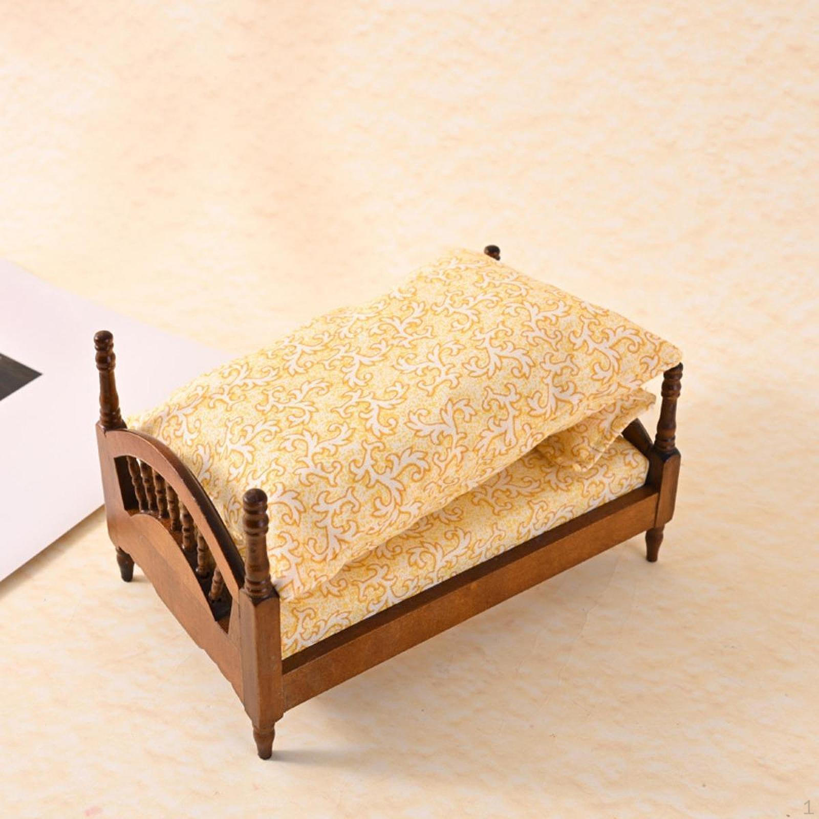 

1/12 кукольный домик кровать спальня мебель декор сцены аксессуары, миниатюрное дерево для DIY сцены Brown