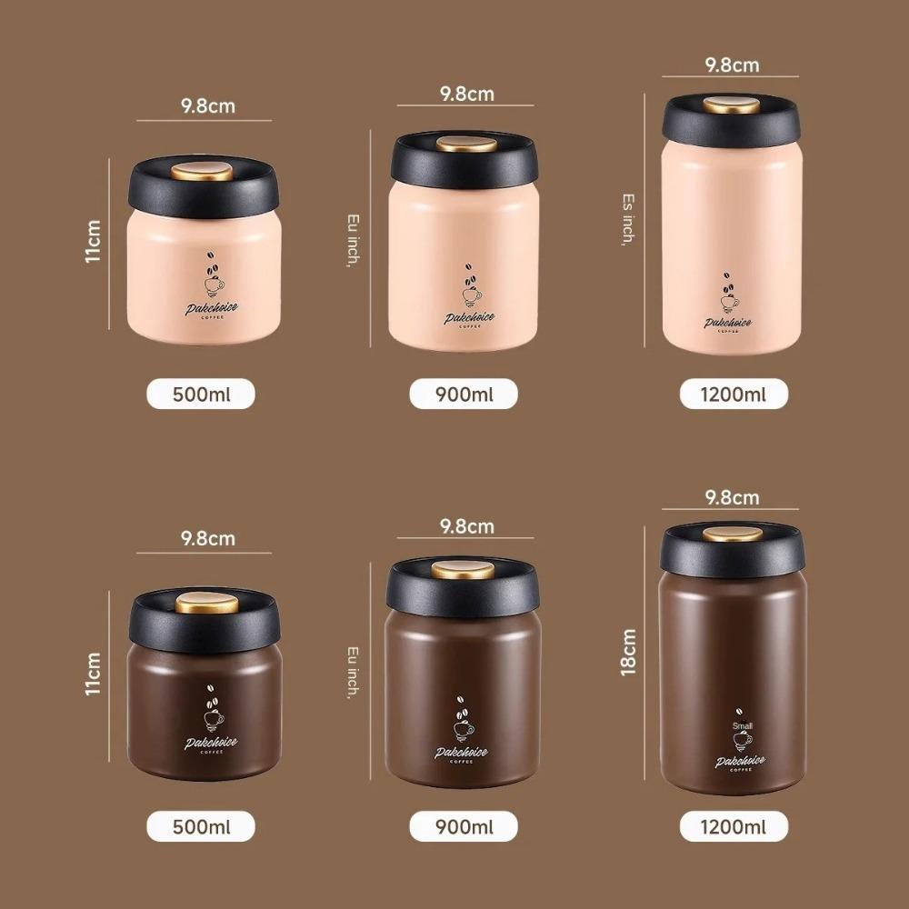 Vacuum Coffee Bean Jars Container Stainless Steel Airtight Canister Light-proof Tea Spice Food Storage Jar Kitchen Storage Tools