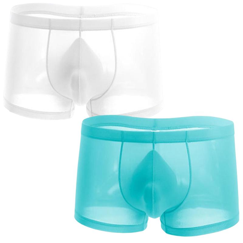 

2 шт. однотонные боксеры мужские бесшовные нейлоновые шелковые трусы U-образный карман мужские трусы размера плюс M-XXL L