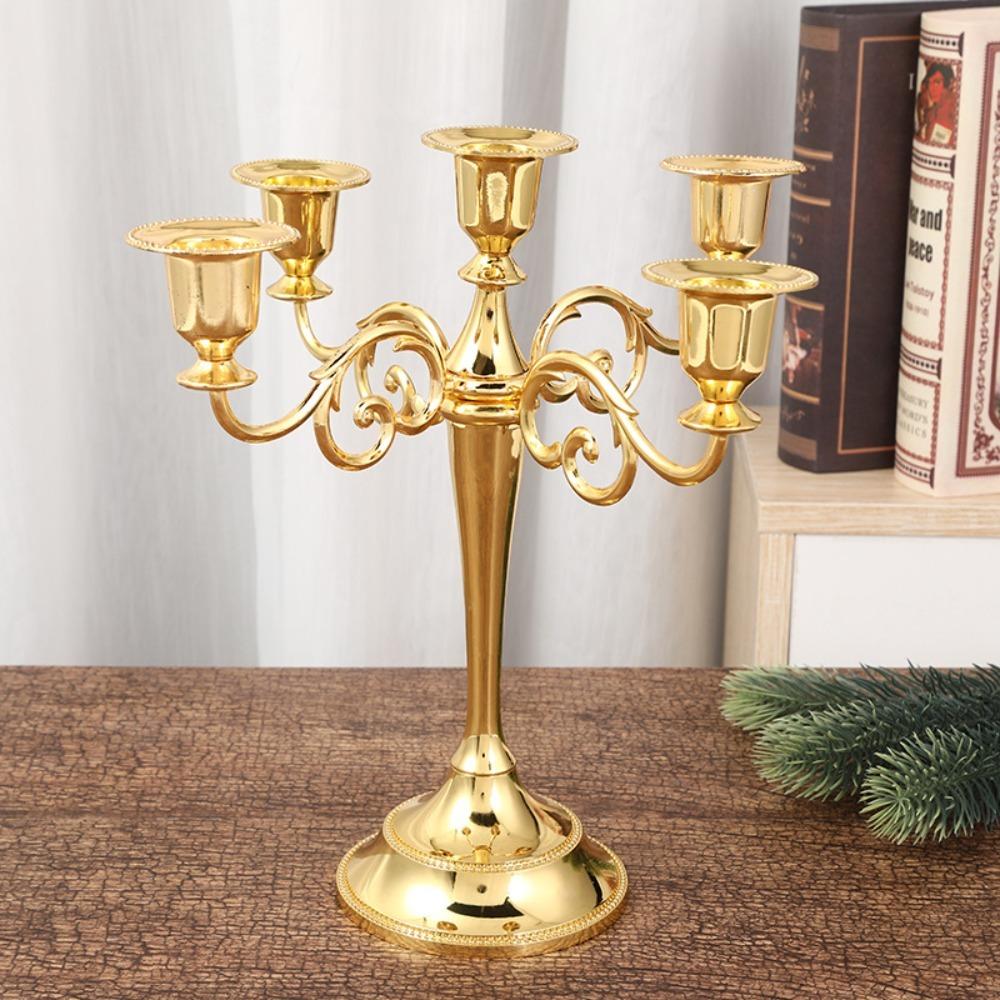 3/5 Arms Candle Holder Electroplated Candelabrum Wedding Decorations European Candlestick  Banquet