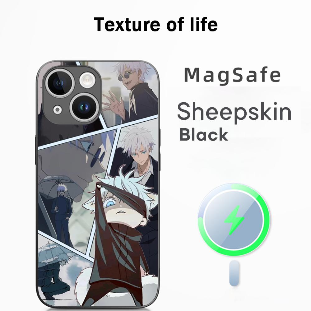 

Сатору Годжо горячий аниме мужчина плакат Чехол для телефона для iPhone 17 16 15 14 13 12 Plus Pro Max Высококачественная роскошная овчина Magsafe iPhone 12 mini