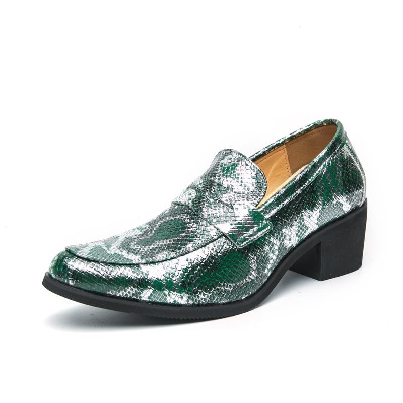 Large Size 46 Pointed Low-top Retro Leather Shoes Men's High Heels Increase by 6 Cm Business Dress Wedding Shoes Men